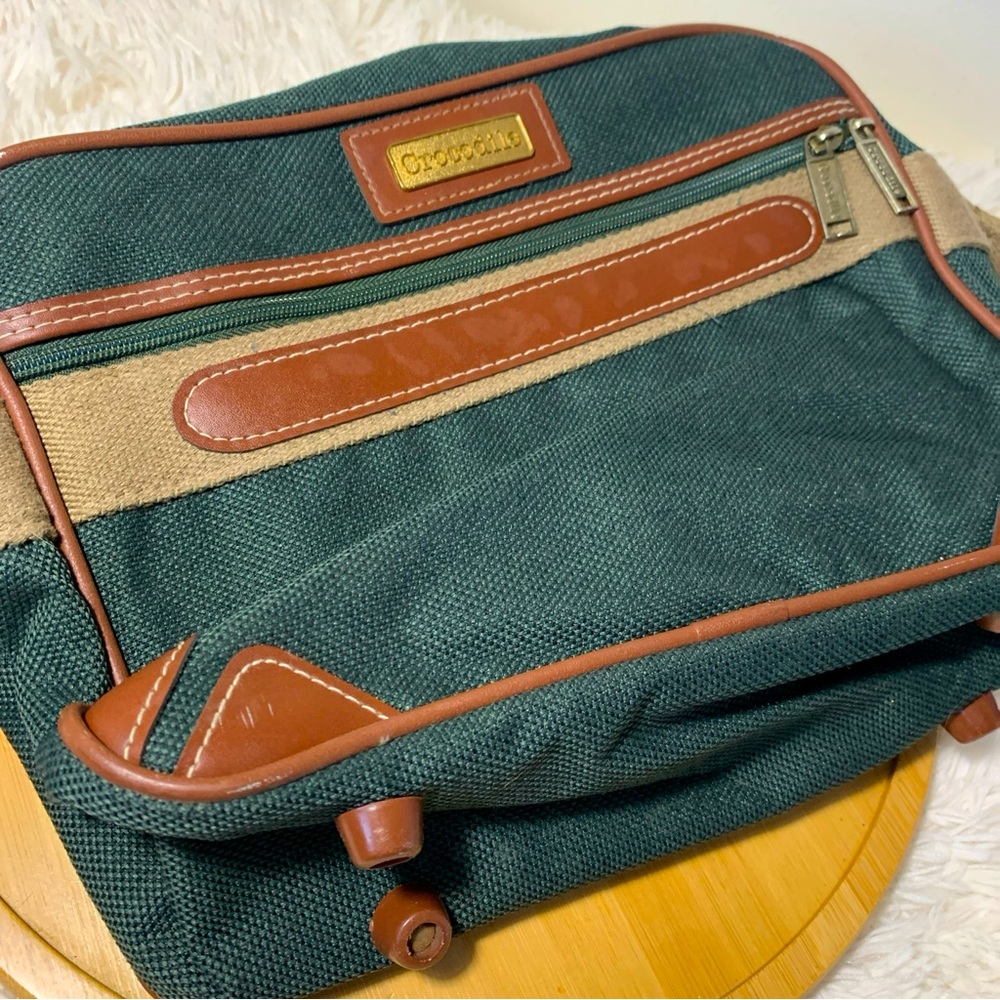 Crocodile Shoulder Bag Carry On Dark Green And Khaki